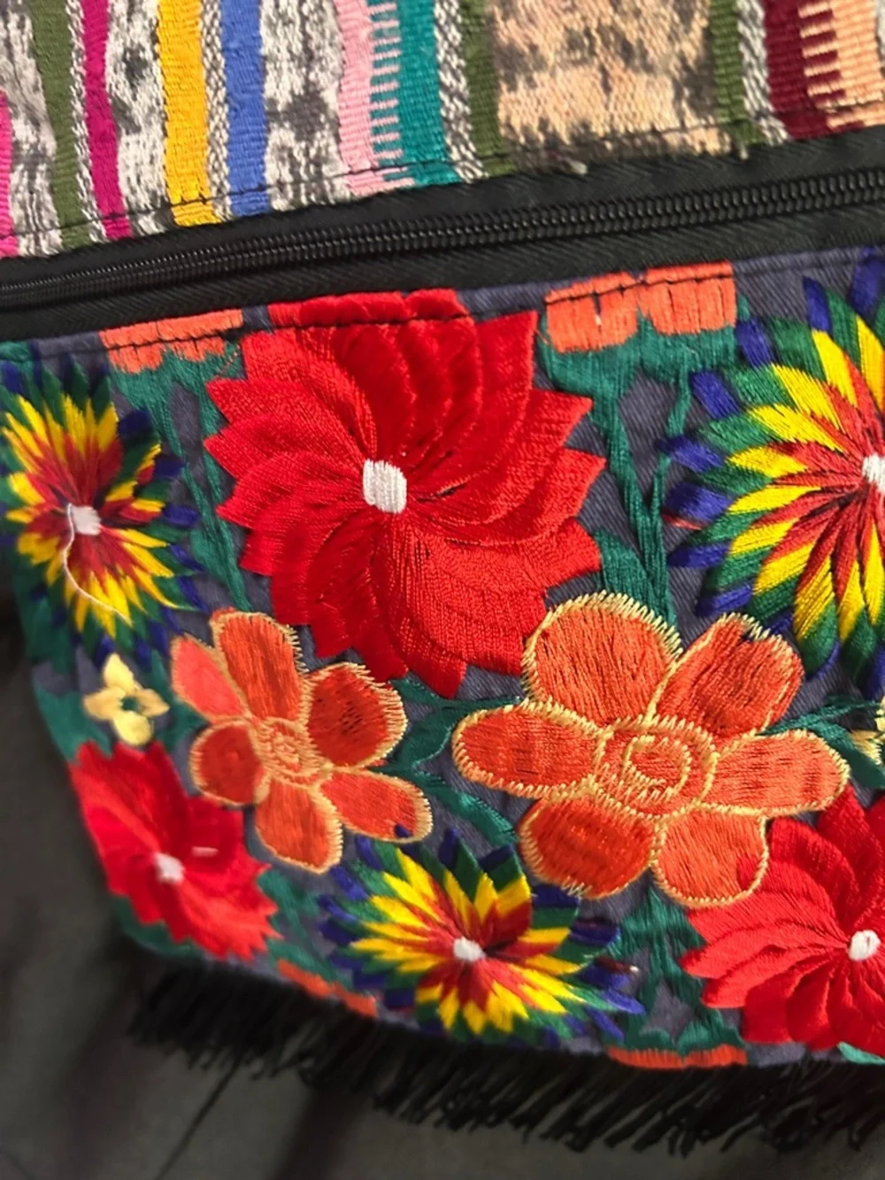 Boho Embroidered Bag Colorful Floral Fringe Ethnic Festival Hippie Purse